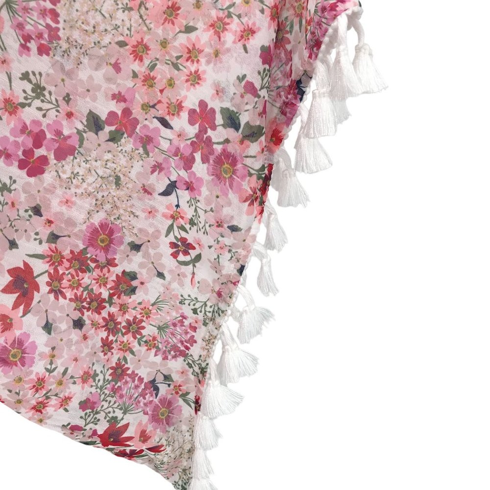 Charlie Paige Womens Cream Floral  Lace V Neck 3/4 Kimono Sleeve Swim Cover OS - Picture 4 of 9